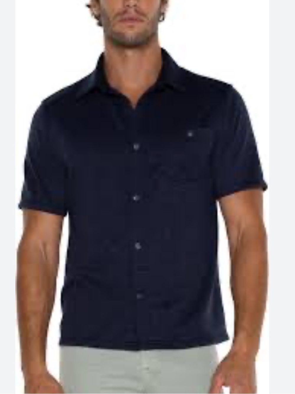 Liverpool Los Angeles Men's French Terry.
Short Sleeve Button Up Shirt Navy XL